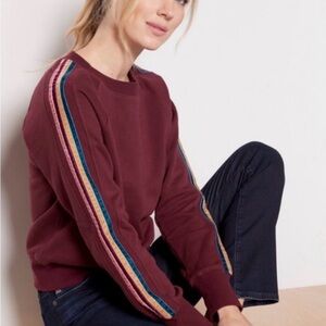 Evereve Burgundy Sweater with Colorful Stripes